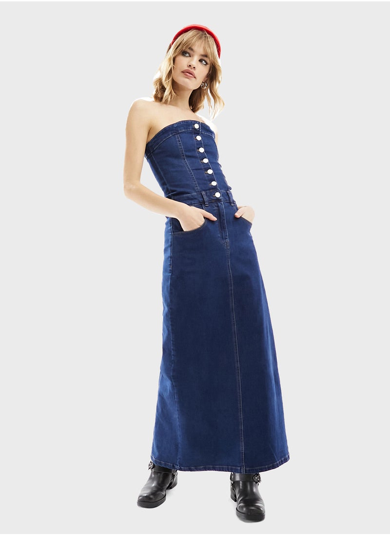 Reclaimed Vintage - Pocket Detail Bandeau Dress - Image 1