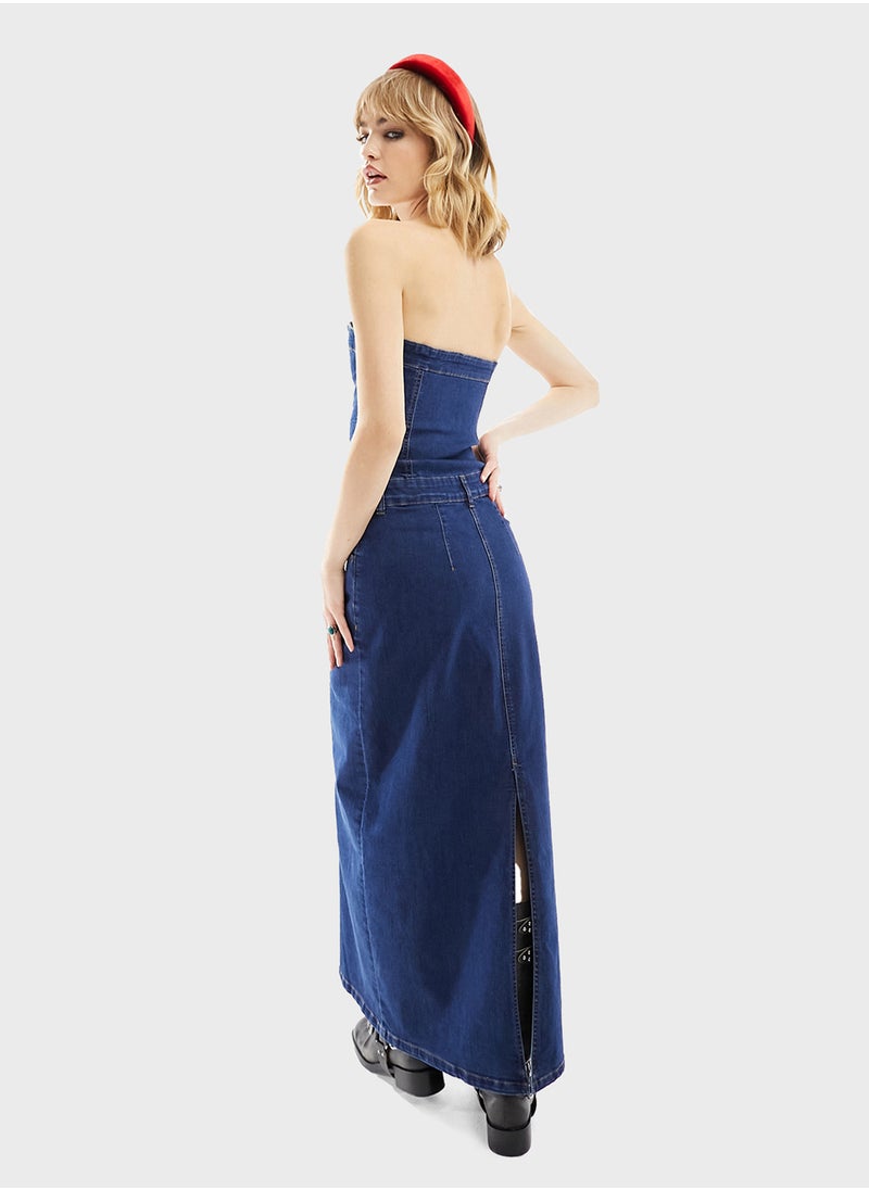 Reclaimed Vintage - Pocket Detail Bandeau Dress - Image 1