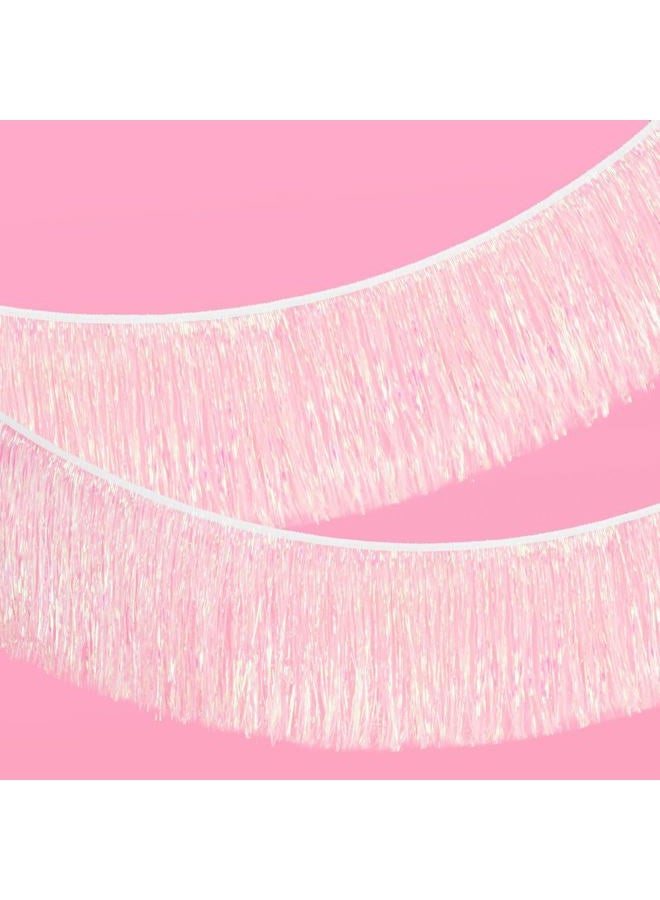 xo, Fetti White Iridescent Fringe Banner - 5 Ft. | Bachelorette Party Decorations, Birthday Party Decor, Baby Shower Supplies, Photo Booth Banner Backdrop - Image 1