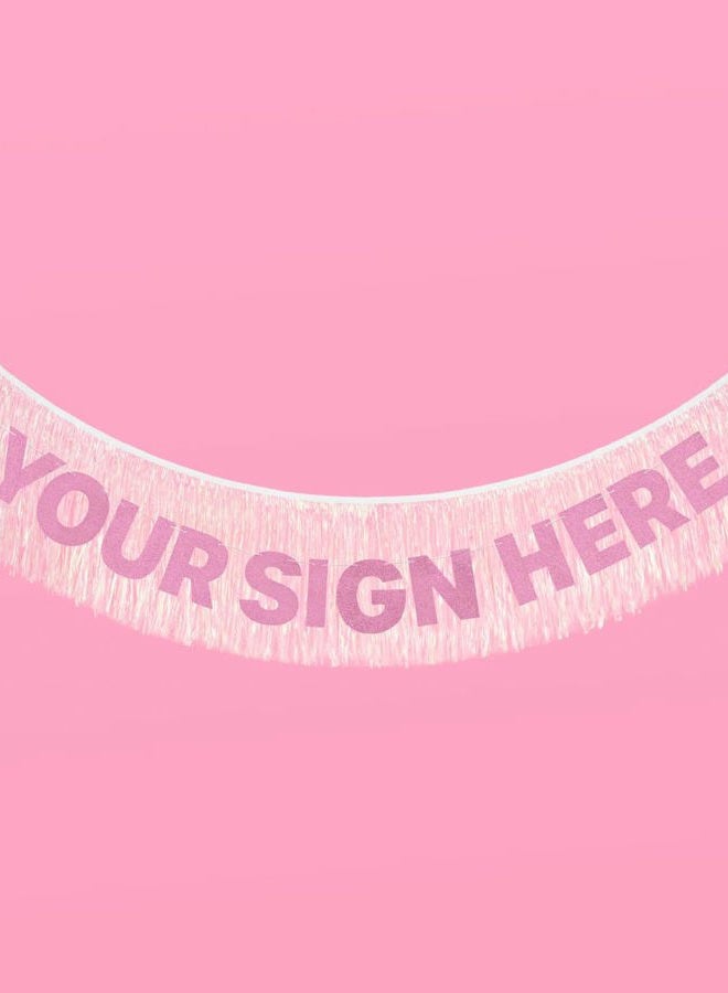 xo, Fetti White Iridescent Fringe Banner - 5 Ft. | Bachelorette Party Decorations, Birthday Party Decor, Baby Shower Supplies, Photo Booth Banner Backdrop - Image 2