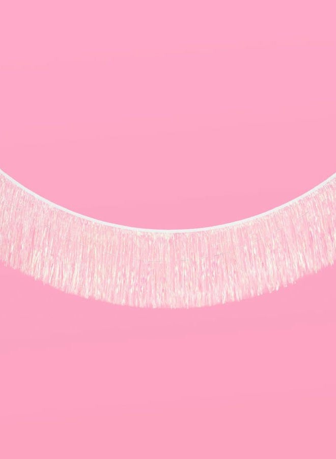 xo, Fetti White Iridescent Fringe Banner - 5 Ft. | Bachelorette Party Decorations, Birthday Party Decor, Baby Shower Supplies, Photo Booth Banner Backdrop - Image 4