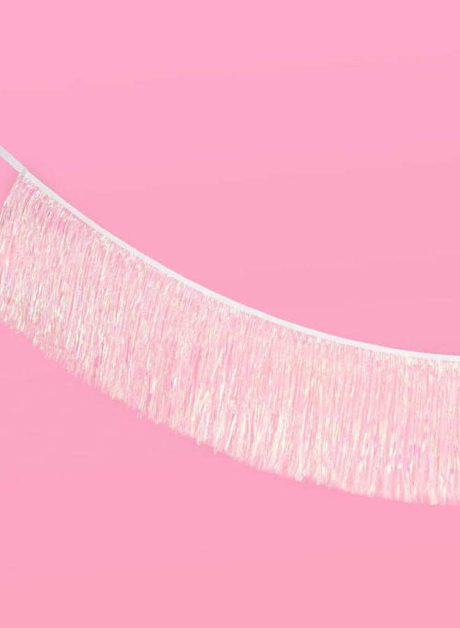 xo, Fetti White Iridescent Fringe Banner - 5 Ft. | Bachelorette Party Decorations, Birthday Party Decor, Baby Shower Supplies, Photo Booth Banner Backdrop - Image 5