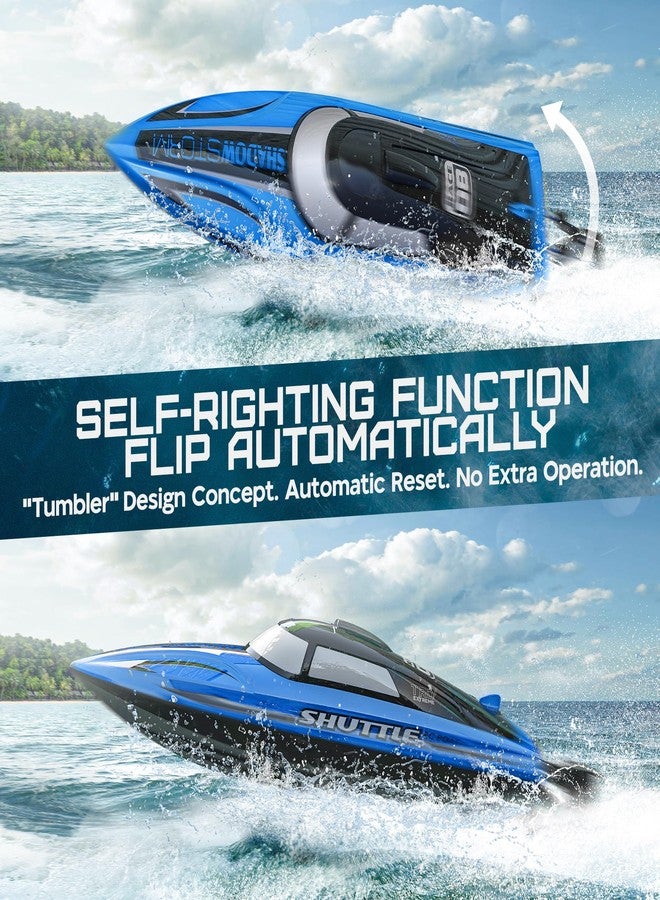 BEZGAR RC Boat - 32+ KPH Remote Control Boat for Pool, Lake & Salt Water, 2.4GHz Fast Speed Boats for Adults & Kids, Summer Water Beach Toys, Birthday Gifts for Boys Age 8+ Years Old - Blue - Image 3