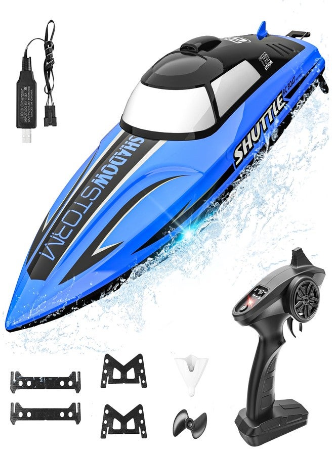 BEZGAR RC Boat - 32+ KPH Remote Control Boat for Pool, Lake & Salt Water, 2.4GHz Fast Speed Boats for Adults & Kids, Summer Water Beach Toys, Birthday Gifts for Boys Age 8+ Years Old - Blue - Image 1