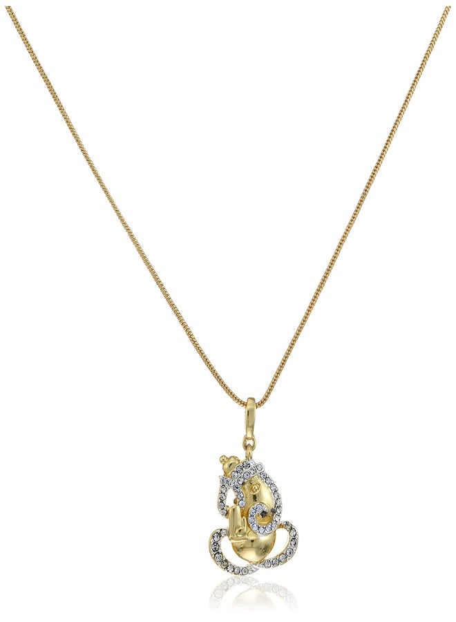 Estele Gold & Rhodium Plated Ganesha Idol Pendant with Crystals for Women - Image 1