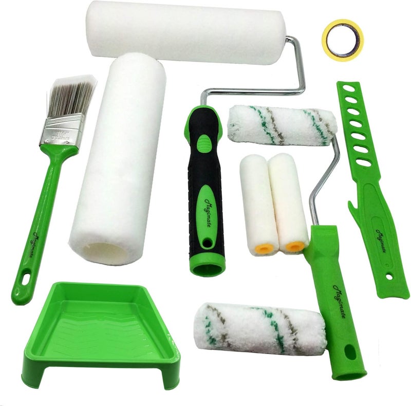 Magimate Paint Roller Kit Large Paint Rollers Assorted with Small Paint Rollers, 9-inch Painting Tray and Trim Wall Stain Brush - Image 1