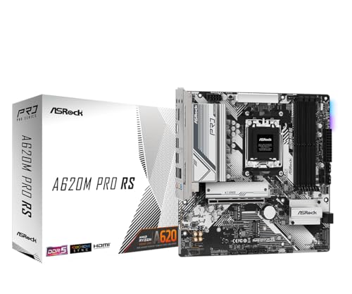 ASRock A620M Pro RS Socket AM5 MicroATX Motherboard Supports AMD Ryzen 900080007000 Series DDR5 7200 OC 621 Power Phase Dual M2 Dual USB TypeC - Image 1
