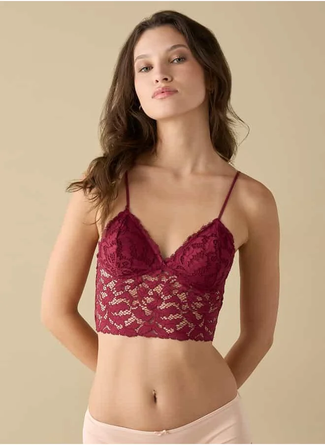 فاف Lace Detail Bralette with Adjustable Straps