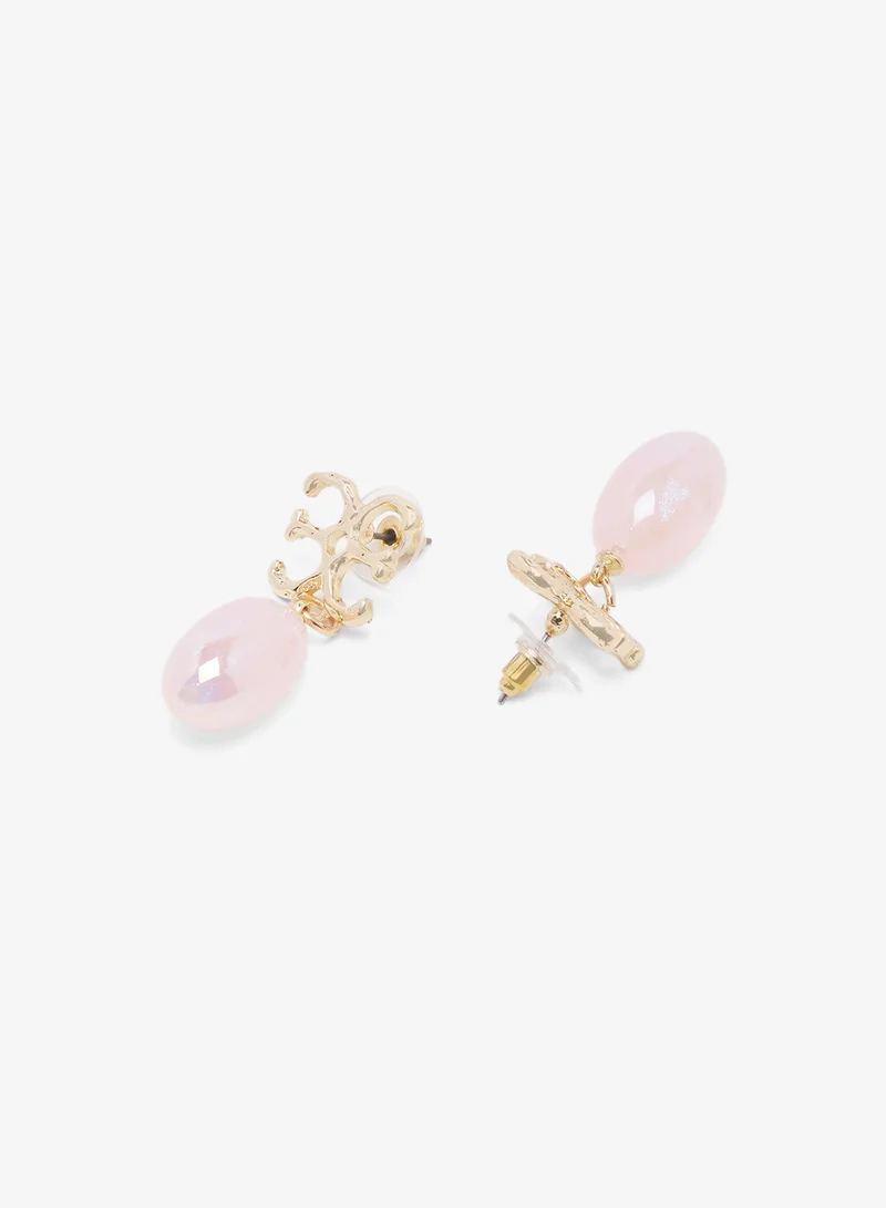 ELLA Pink With Gold Accent Drop Down Earrings