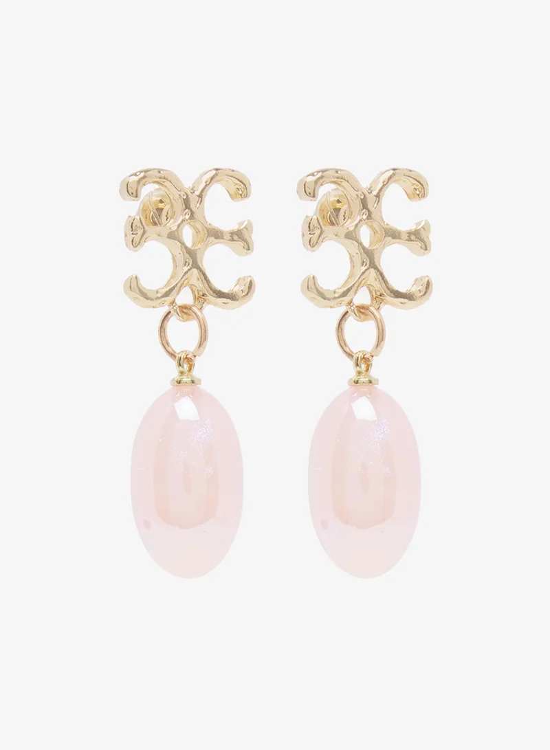 ELLA Pink With Gold Accent Drop Down Earrings