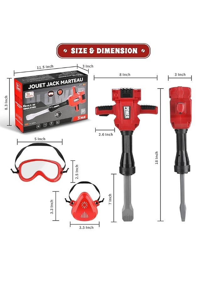 Toy Choi's - Toy Choi's Kids Jackhammer Toy Drill - Pretend Play Jackhammer with Realistic Sound & Action, Kids Construction Toys for Boys Girls Aged 3-5,4-7 - Image 1