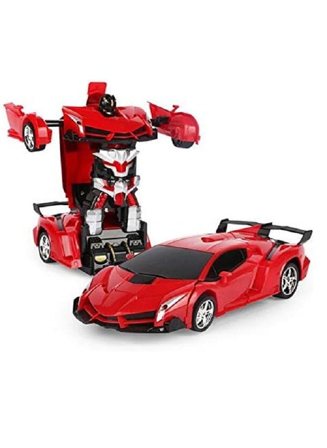 Generic 2 In 1 Transformer Deformation Robot Lamborghini Car - Remote Control With Lights & Music (Red)  - Image 1