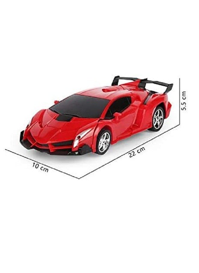 Generic 2 In 1 Transformer Deformation Robot Lamborghini Car - Remote Control With Lights & Music (Red)  - Image 3