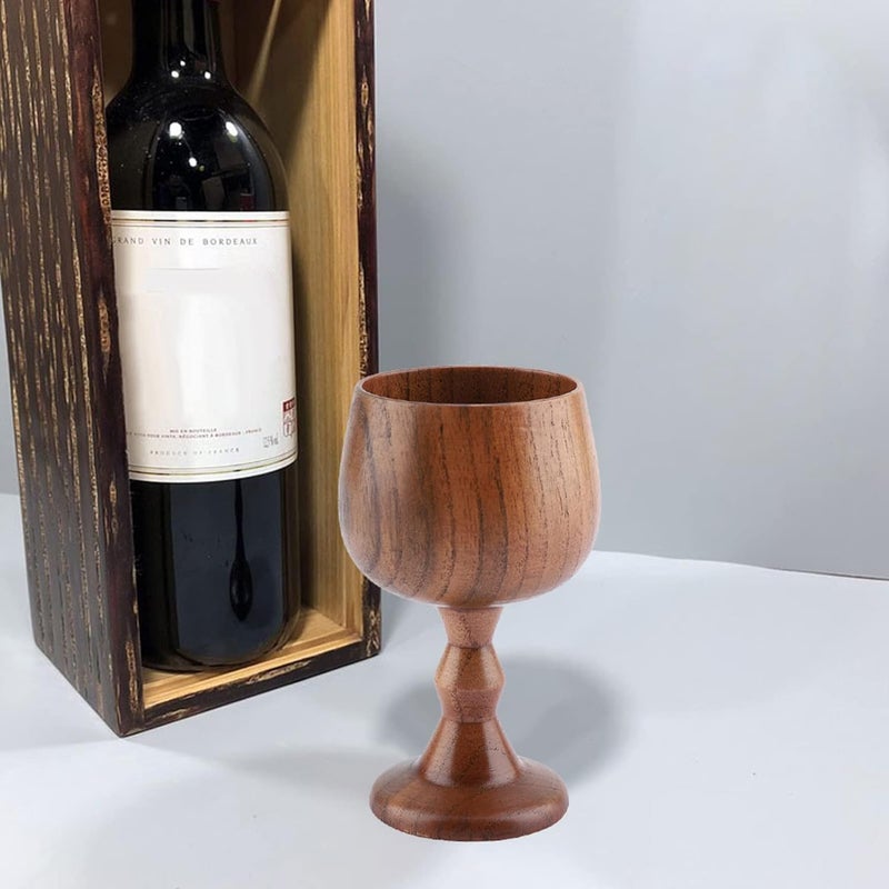 Zopsc Wooden Goblets, Vintage Wood Wine Goblet and Tea Cup, Multi-Functional Wood Mug for Home Kitchen Office Hotel - Image 5