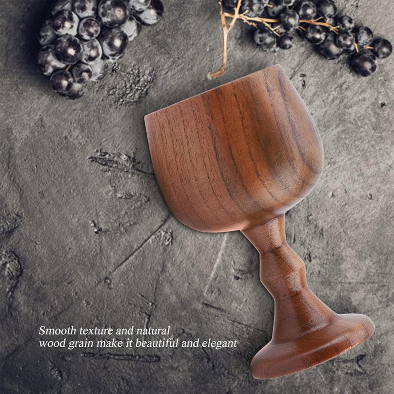 Zopsc Wooden Goblets, Vintage Wood Wine Goblet and Tea Cup, Multi-Functional Wood Mug for Home Kitchen Office Hotel - Image 3