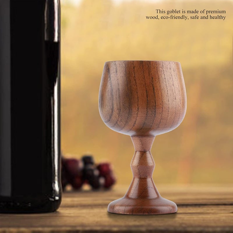 Zopsc Wooden Goblets, Vintage Wood Wine Goblet and Tea Cup, Multi-Functional Wood Mug for Home Kitchen Office Hotel - Image 2