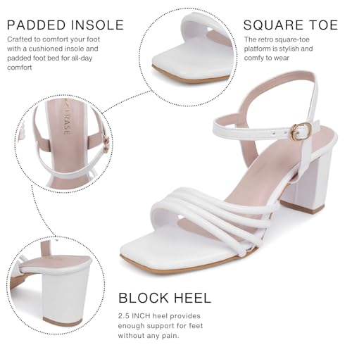TRASE Women's Ankle Strap Block Heels Sandals| Fashionable Sandals for Women & Girls | Light weight, Soft Footbed, Comfortable & Stylish - 47066, White, 6 UK - Image 2