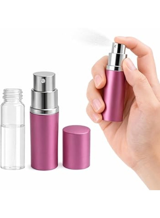 زجاجة رذاذ عطر قابلة لإعادة التعبئة، مصنوعة من الألومنيوم، بحجم مناسب للسفر، سعة 10 مل، مانعة للتسرب، عبوة جيبية للعطور والكولونيا ومستحضرات التجميل، تصميم محمول (ورد) - Image 1