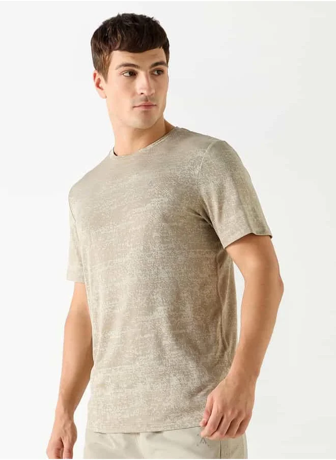 ADOT Textured Crew Neck T-shirt with Short Sleeves