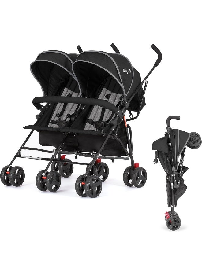Dream On Me Volgo Twin Umbrella Stroller in Black - Image 1