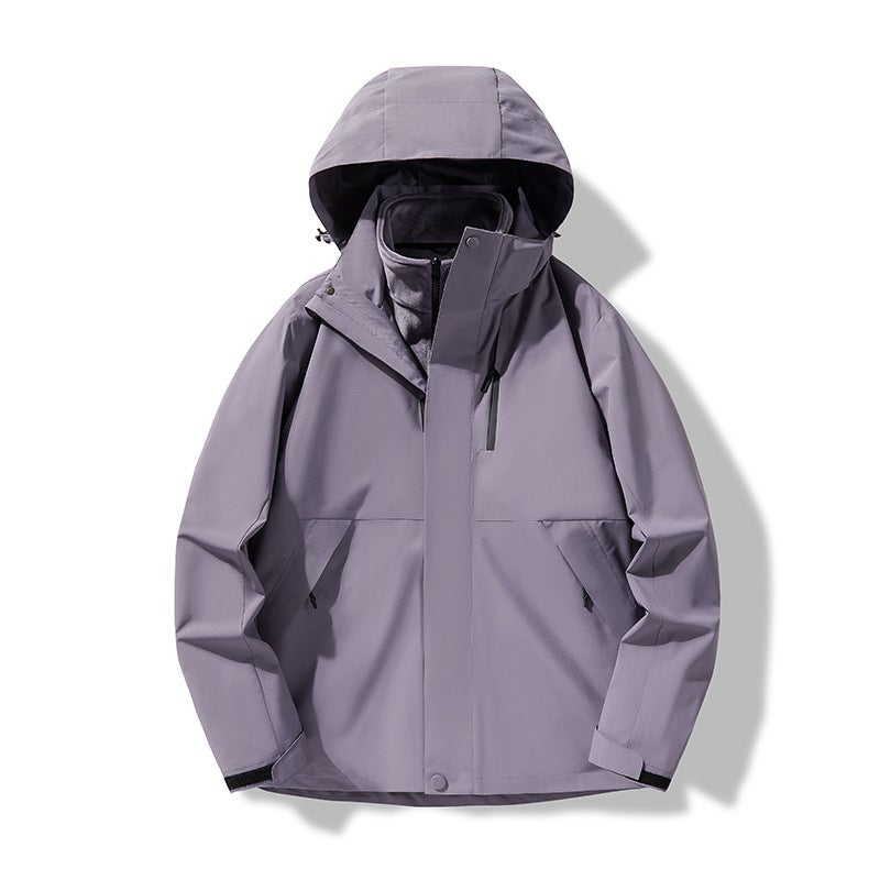 2024 Women'S And Men'S Three-In-One Detachable Trendy Brand Windproof And Waterproof Jacket Fleece-Lined And Thickeneded Autumn - Image 1