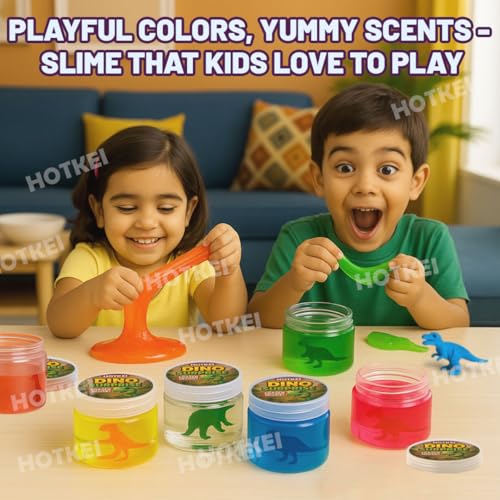 HOTKEI Red 200 gm Slime with Dinosaur Eraser Toy Inside for Kids 3 to 10 Years Kit Set Art Slime Dino Toys for Birthday Return Gift Toys for Kids Boys Girls Birthday 9-12 Year - Image 5