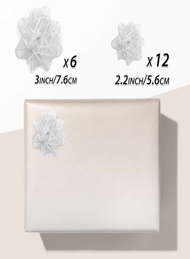 Capesaro 18 Pcs Gift Bows Assortment - Mini Gift Bows White for Decorate Gift Packaging, Stick Bows for Birthday Christmas, Graduation, Wedding Gift Wrap Decorations 2 Size 3 inch/7.6cm 2.2 inch/5.6cm - Image 2