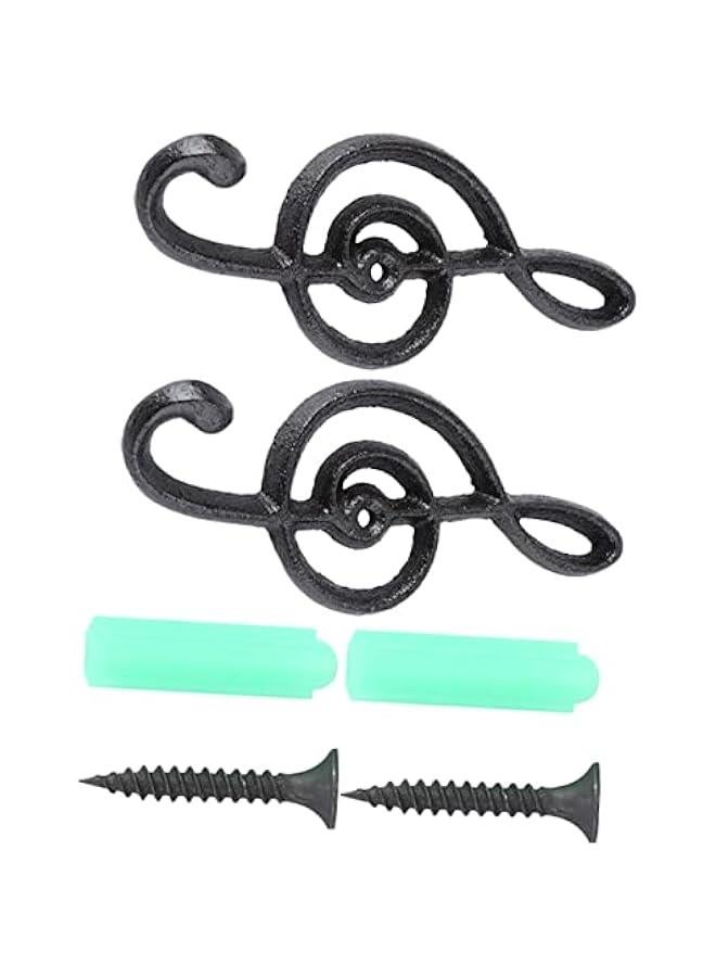 Generic Set of 2 Guitar Hangers: Music Decoration Towel Hooks for Wall Mount. Musical Note Hats Rack and Decorative Pant Hooks. Iron Metal Robe Purse Hook.  - Image 1