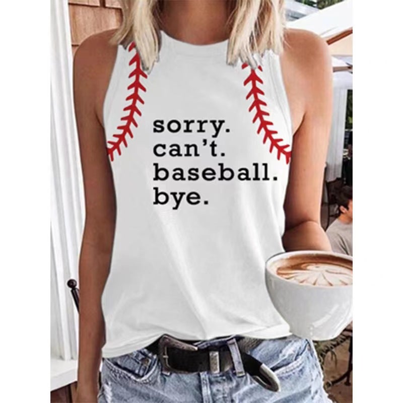2022 Women'S Sleeveless Vest Baseballmom Baseball Printed T-Shirt - Image 5
