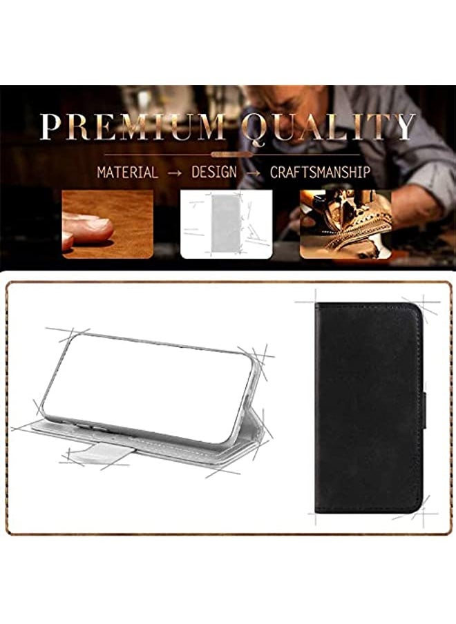 erorex - Case for TCL 10 Plus/TCL 10 Pro, Leather Wallet Case with Cash and Card Slots Soft TPU Back Cover Magnet Flip Case for TCL 10 Plus (TCL 10 Plus, Black) - Image 1