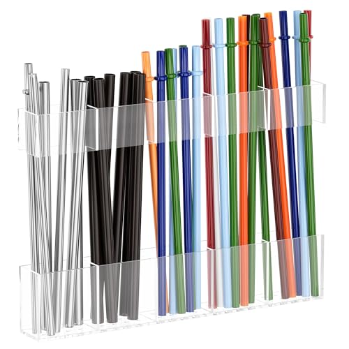 Neatsure Acrylic Straw Holder for Cabinet Door, Reusable Tumbler Straw Organizer Storage inside Cabinet, Kitchen Accessories for Utensil, Ultra Sticky Adhesive Mounted, Clear - Image 1