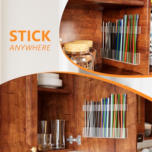 Neatsure Acrylic Straw Holder for Cabinet Door, Reusable Tumbler Straw Organizer Storage inside Cabinet, Kitchen Accessories for Utensil, Ultra Sticky Adhesive Mounted, Clear - Image 4