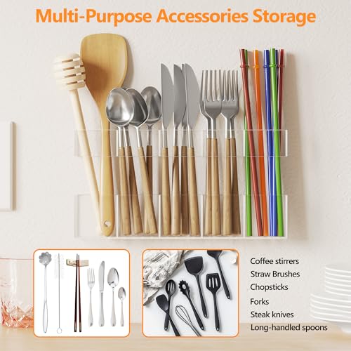 Neatsure Acrylic Straw Holder for Cabinet Door, Reusable Tumbler Straw Organizer Storage inside Cabinet, Kitchen Accessories for Utensil, Ultra Sticky Adhesive Mounted, Clear - Image 5