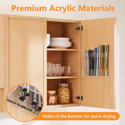 Neatsure Acrylic Straw Holder for Cabinet Door, Reusable Tumbler Straw Organizer Storage inside Cabinet, Kitchen Accessories for Utensil, Ultra Sticky Adhesive Mounted, Clear - Image 3