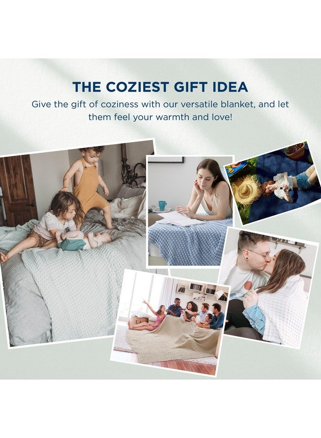 Bedsure Bedsure Cooling Cotton Waffle Queen Size Blanket - Lightweight Breathable Christmas Blanket of Rayon Derived from Bamboo for Hot Sleepers, Luxury Throws for Bed, Couch and Sofa, Ivory, 90x90 Inches  - Image 5