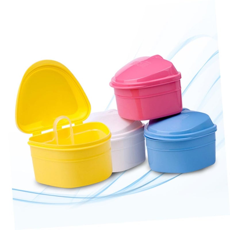 Pink Denture Cleaning Box With Filter Travel Friendly Storage Case False Teeth Container - Image 3