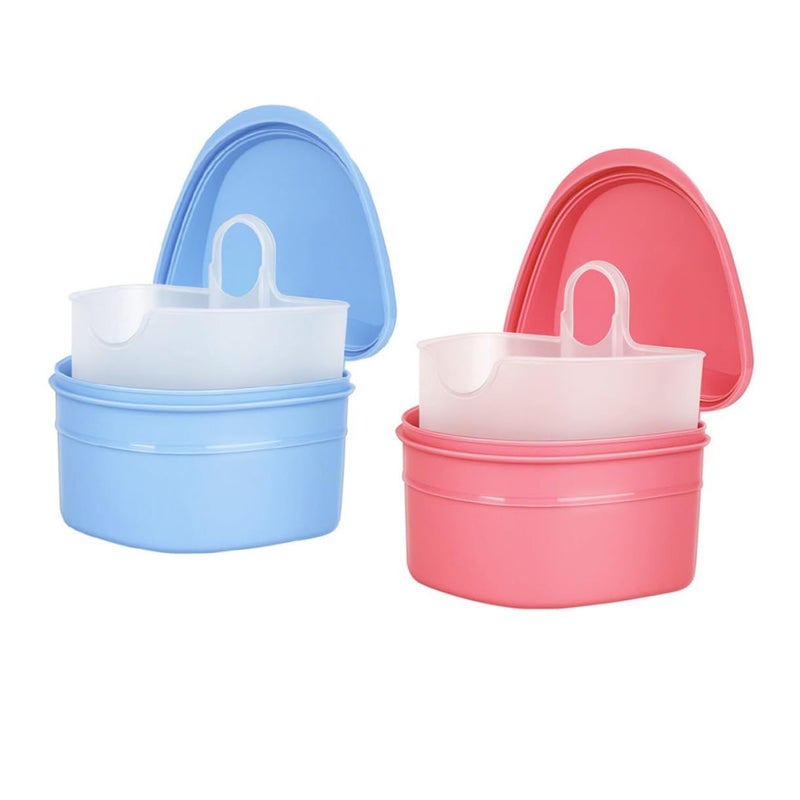 Pink Denture Cleaning Box With Filter Travel Friendly Storage Case False Teeth Container - Image 5