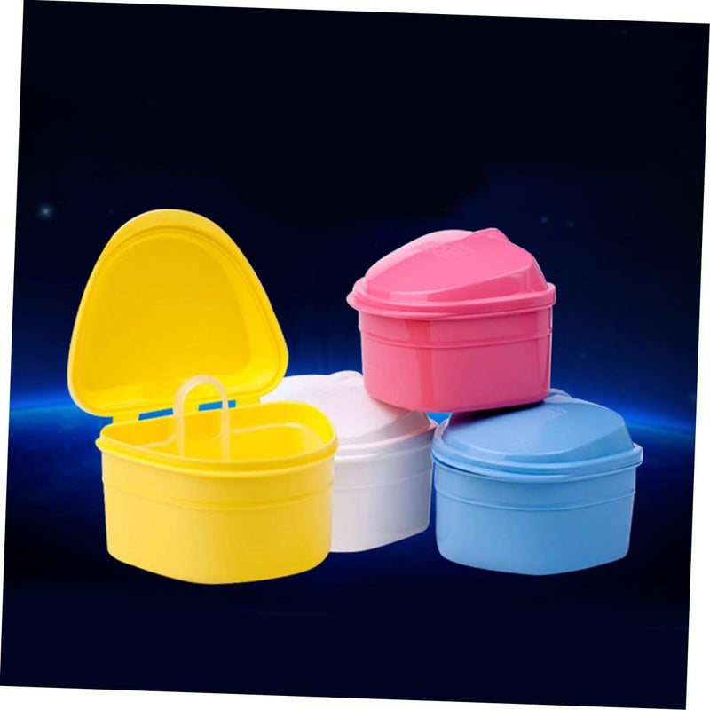 Pink Denture Cleaning Box With Filter Travel Friendly Storage Case False Teeth Container - Image 4