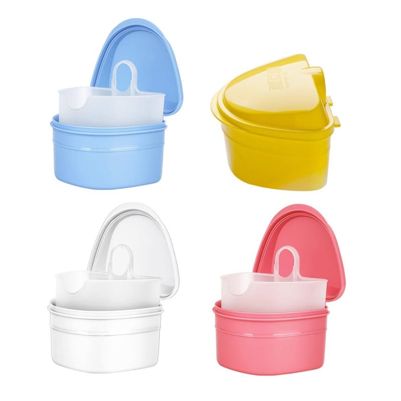 Pink Denture Cleaning Box With Filter Travel Friendly Storage Case False Teeth Container - Image 2