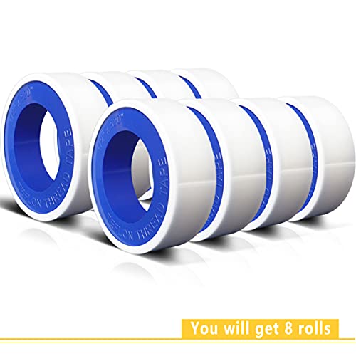 VOTMELL 8 Rolls 1/2 Inch(W) X 520 Inches(L) Teflon Plumbers Tape,Pipe Sealing & Plumbing Thread Tape,PTFE Water Sealant Seal for Shower Head,White - Image 2