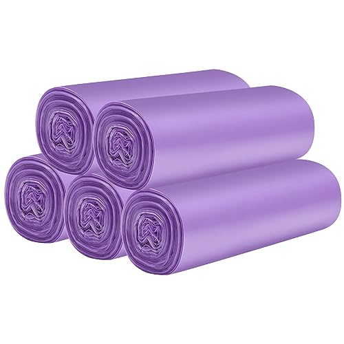HDY 5 Rolls Small Trash Bags 100 Counts Durable 4 Gallon Small Garbage Bags for home office kitchen Bathroom Bedroom Trash Can linersPurple - Image 2