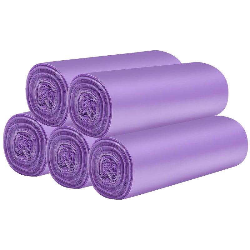 HDY 5 Rolls Small Trash Bags 100 Counts Durable 4 Gallon Small Garbage Bags for home office kitchen Bathroom Bedroom Trash Can linersPurple - Image 3