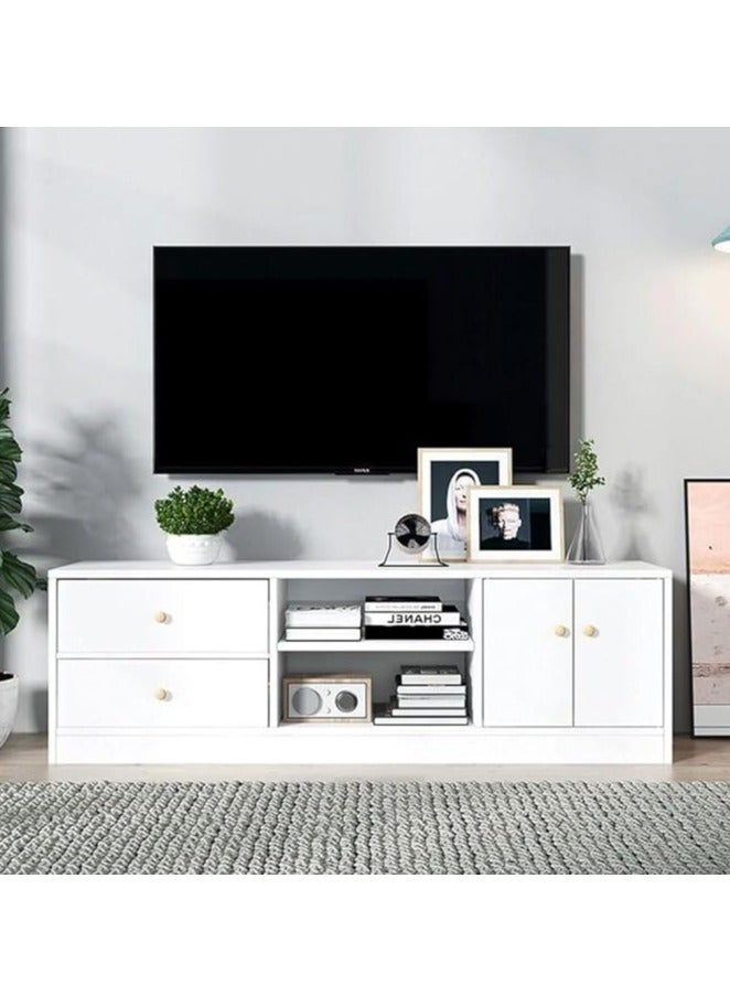 Generic Modern TV Cabinet TV Table Home Bedroom TV Stand with Open Shelves & Drawers Television Table for TVs Up to 55'' TV Desk Unit for Entertainment,Gaming Device - Image 1
