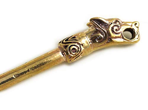 LynnAround Bronze Norse Viking Fenrir Wolf Head Hair Pin, Hair Stick Medieval Hair Accessories for Women Girls, Heathen Jewelry (6.69, Fenrir/Wolf) - Image 2