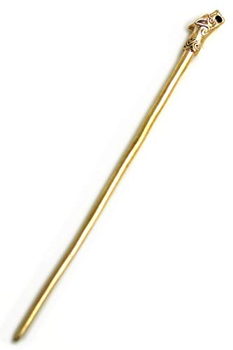 LynnAround Bronze Norse Viking Fenrir Wolf Head Hair Pin, Hair Stick Medieval Hair Accessories for Women Girls, Heathen Jewelry (6.69, Fenrir/Wolf) - Image 5