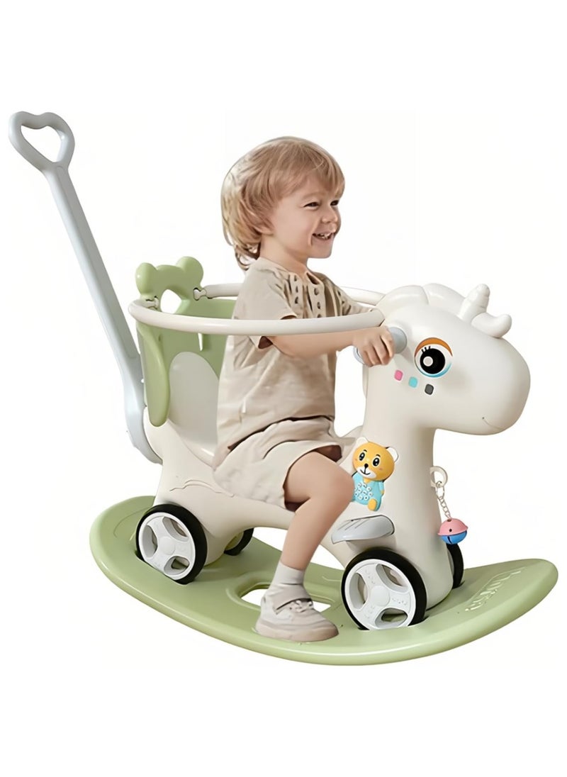 DubaiGallery Battery-Operated Gender Neutral Rocking Horse Toy for 2-Year-Olds with Easy Installation - Green Rocking Horses with Back  - Image 1