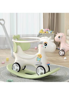 DubaiGallery Battery-Operated Gender Neutral Rocking Horse Toy for 2-Year-Olds with Easy Installation - Green Rocking Horses with Back  - Image 2