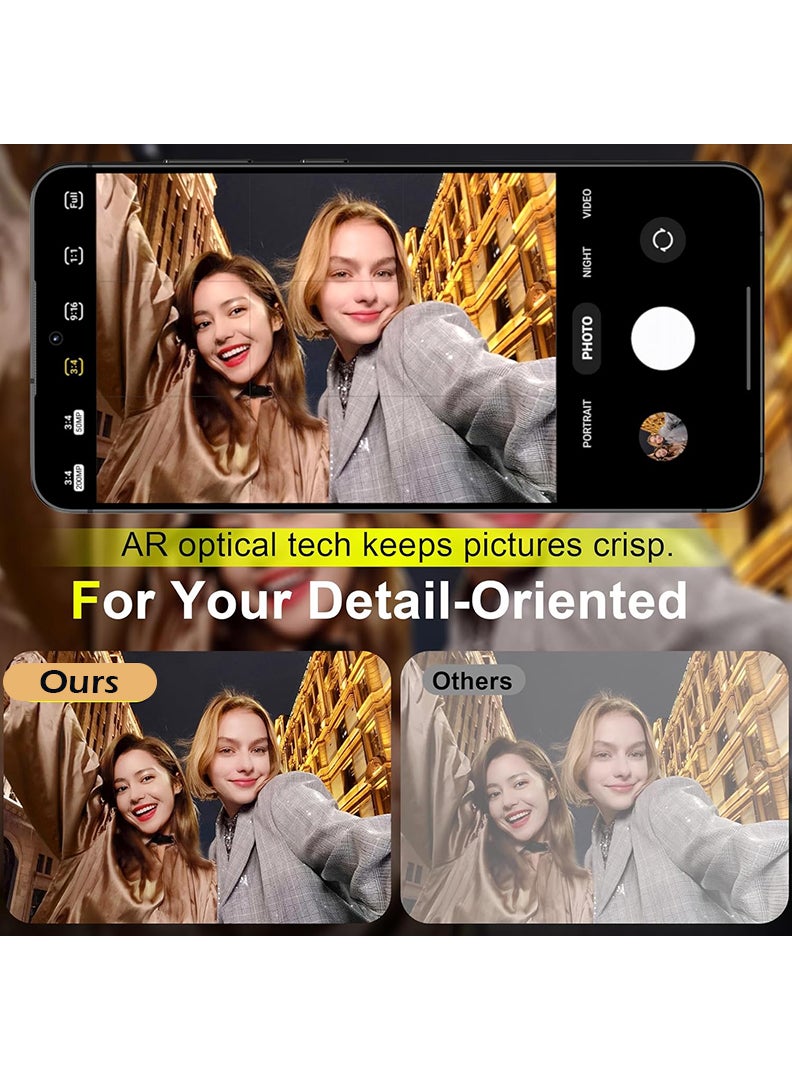 Theodor Samsung Galaxy S25 Plus 3 Pcs Camera Lens Protector With 9H Tempered HD Glass Camera Cover Anti Scratch Aluminum Alloy Camera Ring, Phantom Black - Image 3