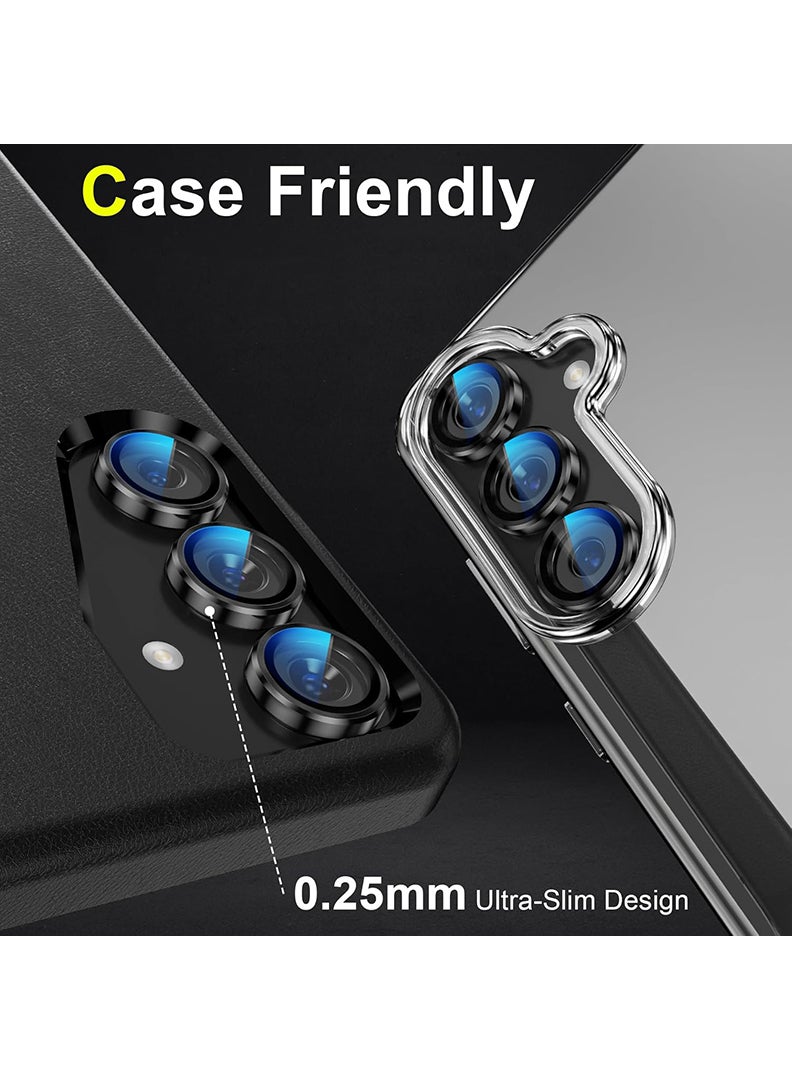 Theodor Samsung Galaxy S25 Plus 3 Pcs Camera Lens Protector With 9H Tempered HD Glass Camera Cover Anti Scratch Aluminum Alloy Camera Ring, Phantom Black - Image 4