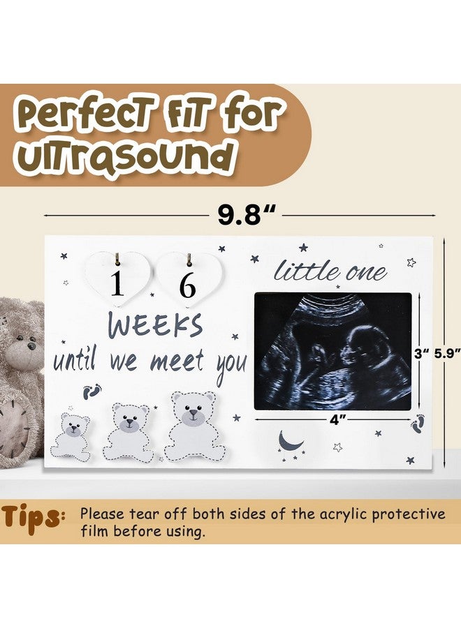 OurWarm إطارات صور أولادنا بالموجات فوق الصوتية، إطار صور السونوجرام مع عد تنازلي لأسابيع الحمل، إطار الموجات فوق الصوتية لإعلان الطفل، هدايا فريدة للآباء المتوقعين للنساء الحوامل - Image 2
